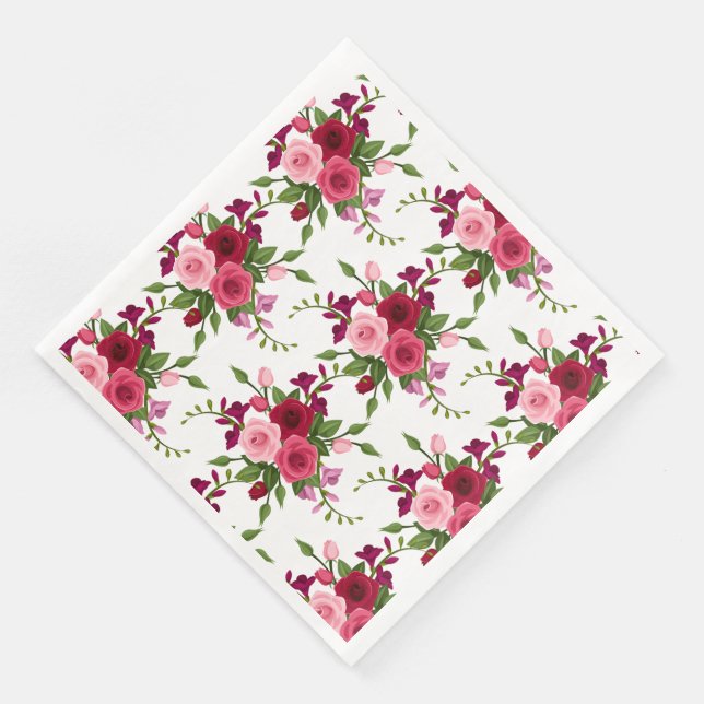 Paper Napkins-Vintage Roses Napkin (Corner)