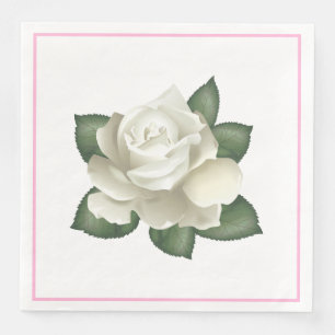 Paper Napkins-Vintage White Rose Napkin