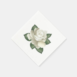 Paper Napkins-Vintage White Rose Napkin