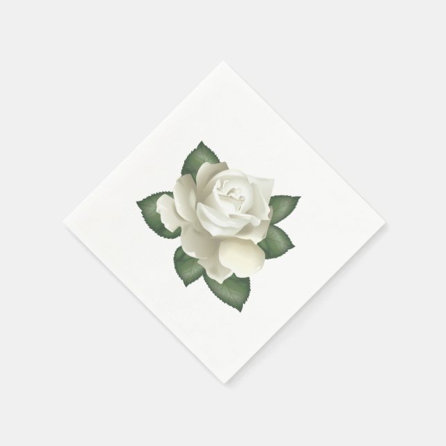 Paper Napkins-Vintage White Rose Napkin (Corner)