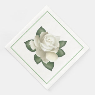 Paper Napkins-Vintage White Rose Napkin