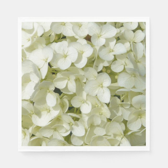 Paper Napkins-White Hydrangeas Napkin (Front)