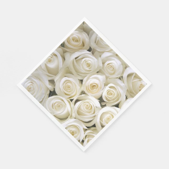 Paper Napkins-White Roses Napkin (Corner)