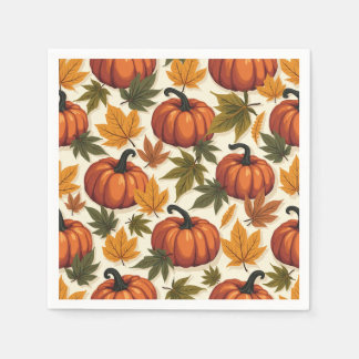 Paper napkins with autumn patterns