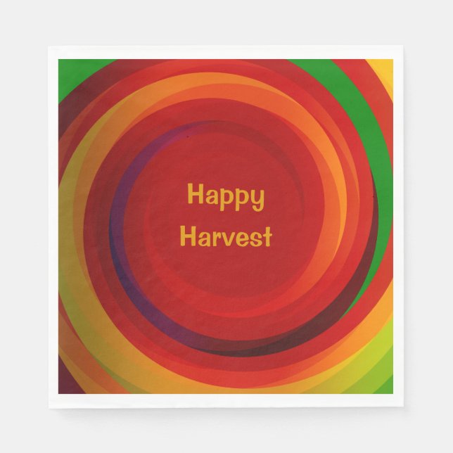 Paper Napkins With Circular Spiral Harvest Colours (Front)