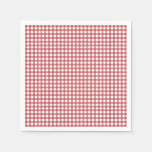 Paper napkins with red and white Gingham checks