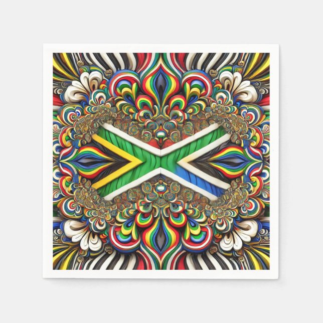 Paper napkins with South African Colours Design (Front)