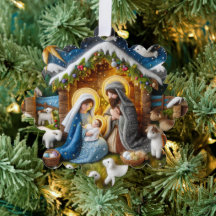 Paper Nativity Christmas Ornament or Gift Tag