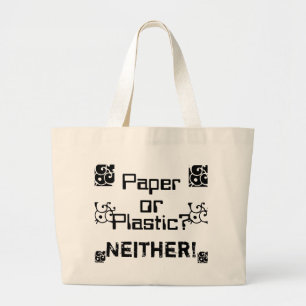 Paper or Plastic? Large Tote Bag
