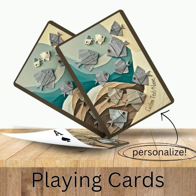 Paper Origami Fish in the Sea Custom Name   Playing Cards (Creator Uploaded)