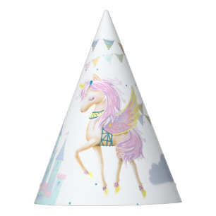 Paper Party Hats feature a cute unicorn.
