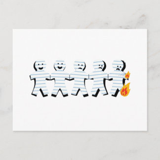Paper People Burning Postcard