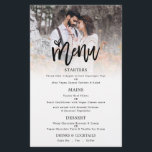 PAPER | Photo Artsy Script Wedding Menu<br><div class="desc">PAPER Photo Artsy Script Wedding Menu. A great valule PAPER (not card) alternative in size 5.5” x 8.5”  An informal set typography in black for the main heading Menu complementing the rest of the text which you can easily personalise. Replace the sample photo with your own favorite.</div>
