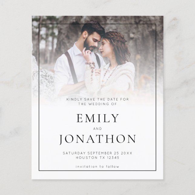 PAPER Photo Line QR Code Wedding Save The Date (Front)
