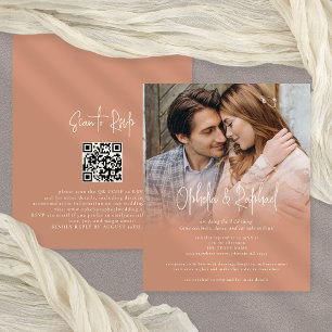 PAPER Photo QR Boho Terracotta wedding Invite