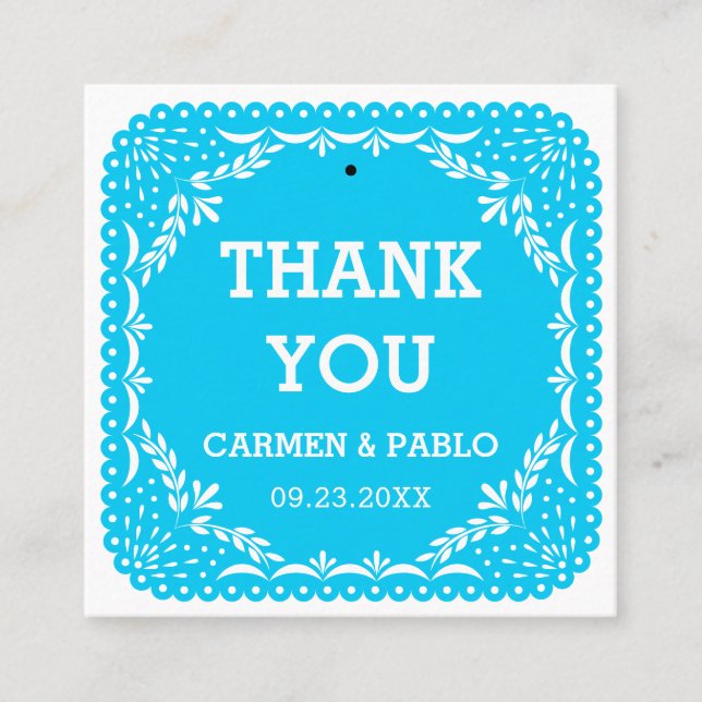 Paper Picado Colourful Mexican Wedding Favour Tag (Front)