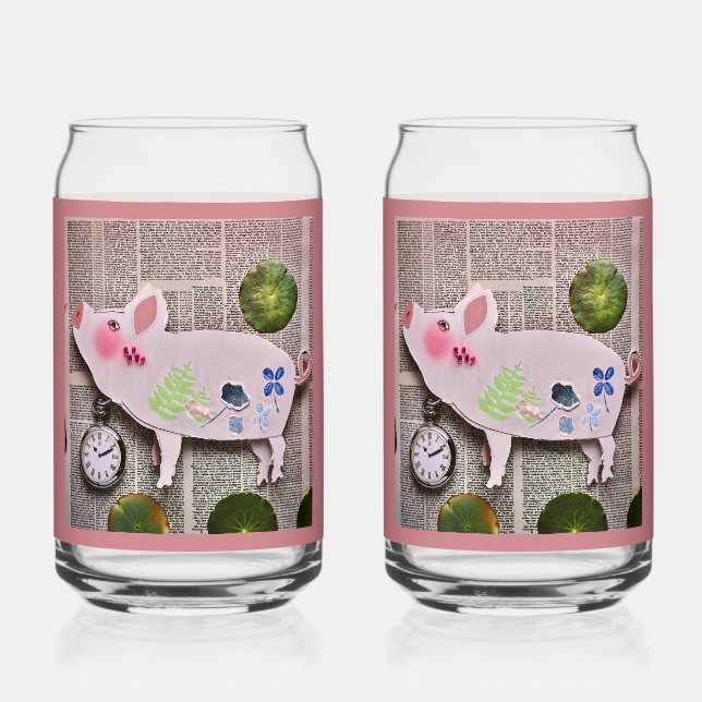 Paper Pig Soda Glass (Front)