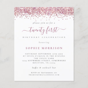 PAPER Pink Glitter Twenty First Party Invite