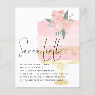 PAPER Pink Gold Birthday Cake 70th Party Invite