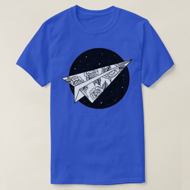 Paper Plane Floral Tattoo Design T-Shirt (Design Front)