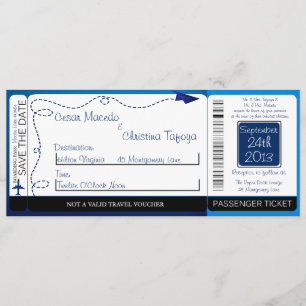 Paper Plane Flyin Boarding Pass Wedding Invitation