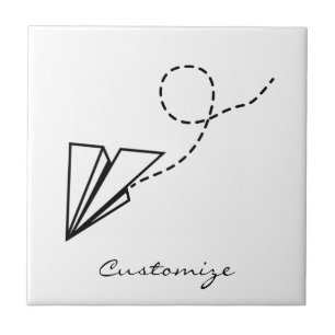 Paper Plane Flying Thunder_Cove Ceramic Tile