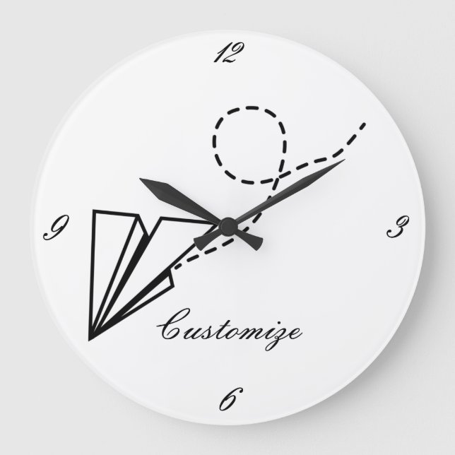 Paper Plane Flying Thunder_Cove Large Clock (Front)