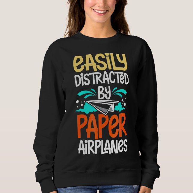 Paper Plane Folded Aeroplane Folding Glider Origam Sweatshirt (Front)