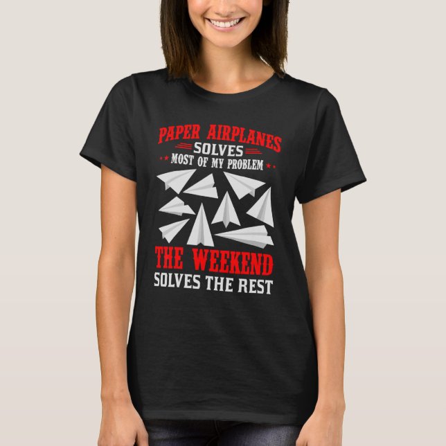 Paper Plane Folded Aeroplane Folding Glider Origam T-Shirt (Front)