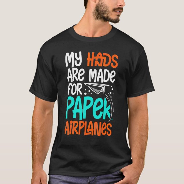 Paper Plane Folded Aeroplane Folding Glider Origam T-Shirt (Front)