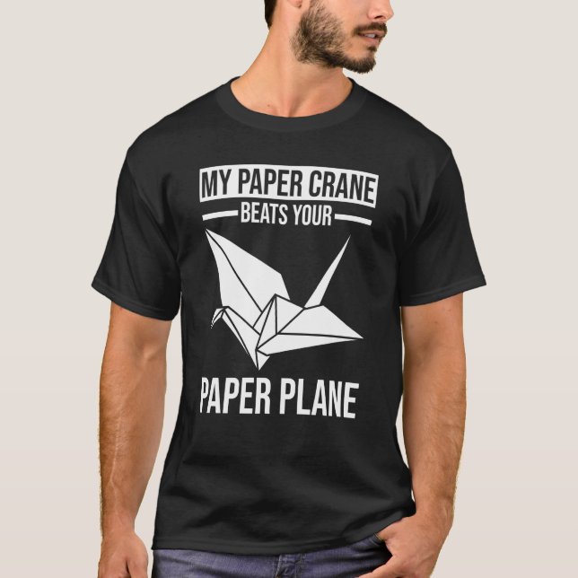 Paper Plane Paper Crane Origami T-Shirt (Front)
