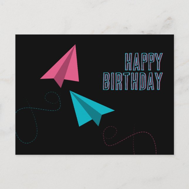 Paper Planes Happy Birthday Postcard (Front)