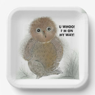 Paper Plate  9"×9" Square Adorable Owl!