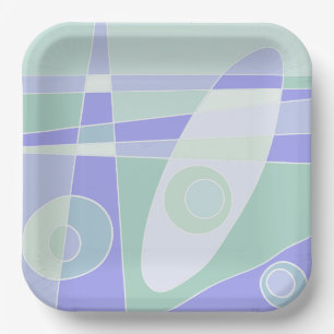 Paper Plate Abstract Surfing Pastel Purple Green