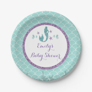 Paper plate baby shower mermaid