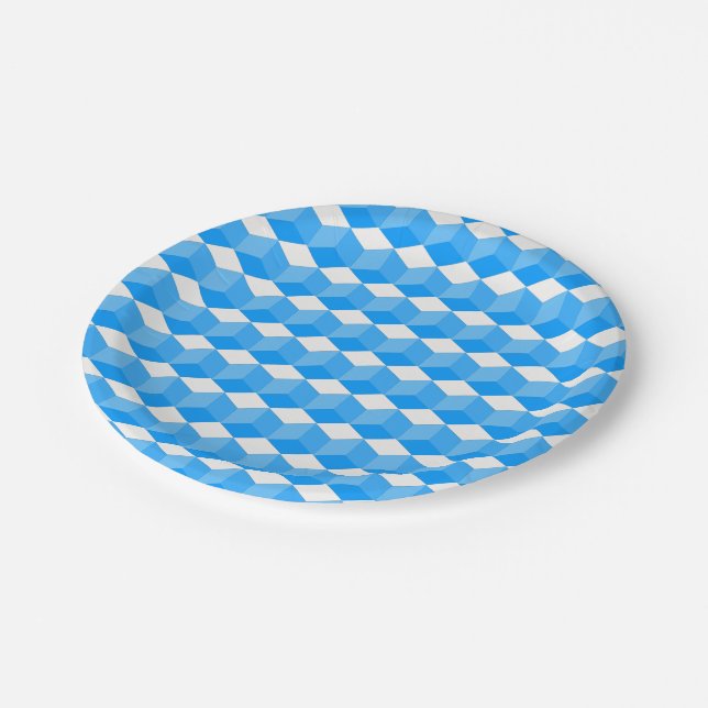 Paper Plate - Blue Blocks in Three Dimensions (Angled)