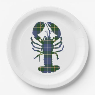 Paper plate   blue Nova Scotia Tartan lobster