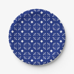 Paper Plate Blue White Pattern Party Supplies