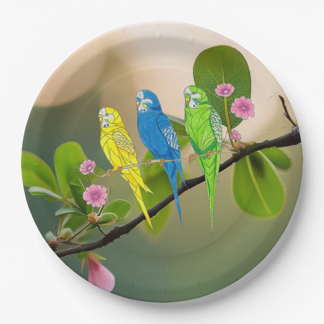 Paper Plate Budgies (Front)