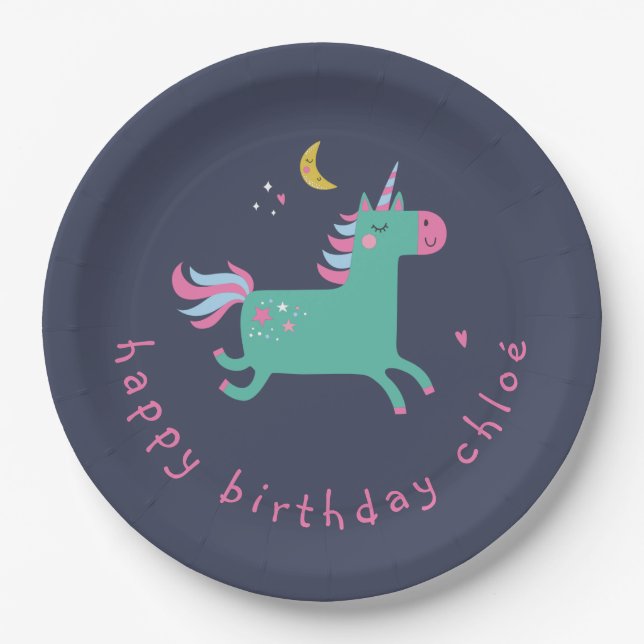 PAPER PLATE : CHILDREN'S : UNICORNS IN THE SKY  (Front)