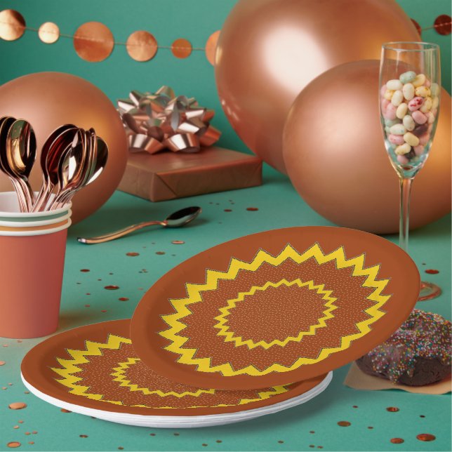 Paper Plate - Concentric Zig-zag Circles (Multi)