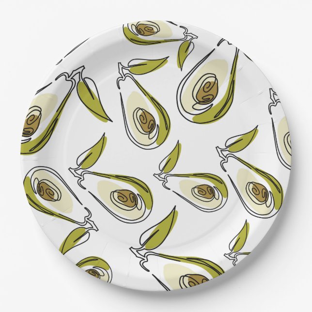 Paper Plate features a cute Avocado. (Front)