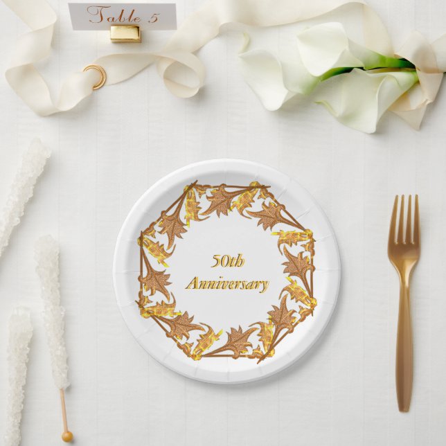 Paper Plate - Golden Leaves in a Circle (Wedding)