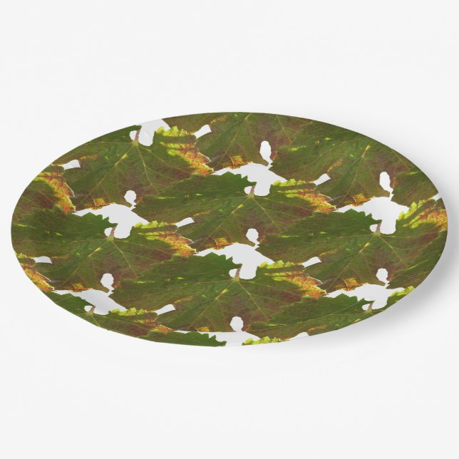Paper Plate - Green Grape Leaf Mosaic (Angled)