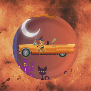 Paper Plate Halloween Witch ln Car