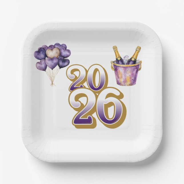 Paper Plate-Happy New Year 2026 Tableware Set Paper Plate (Front)