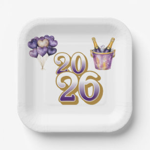 Paper Plate-Happy New Year 2026 Tableware Set Plate
