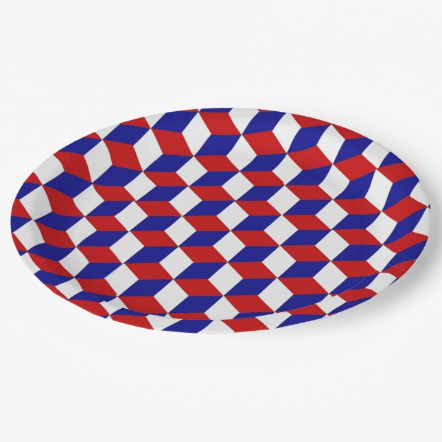 Paper Plate - Illusion in red, white, and blue (Angled)