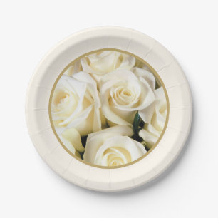 Paper Plate-Ivory Roses Plate