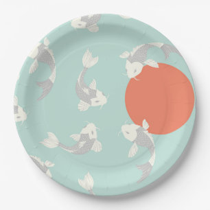 PAPER PLATE : JAPANESE STYLE : KOI FISH PATTERN 